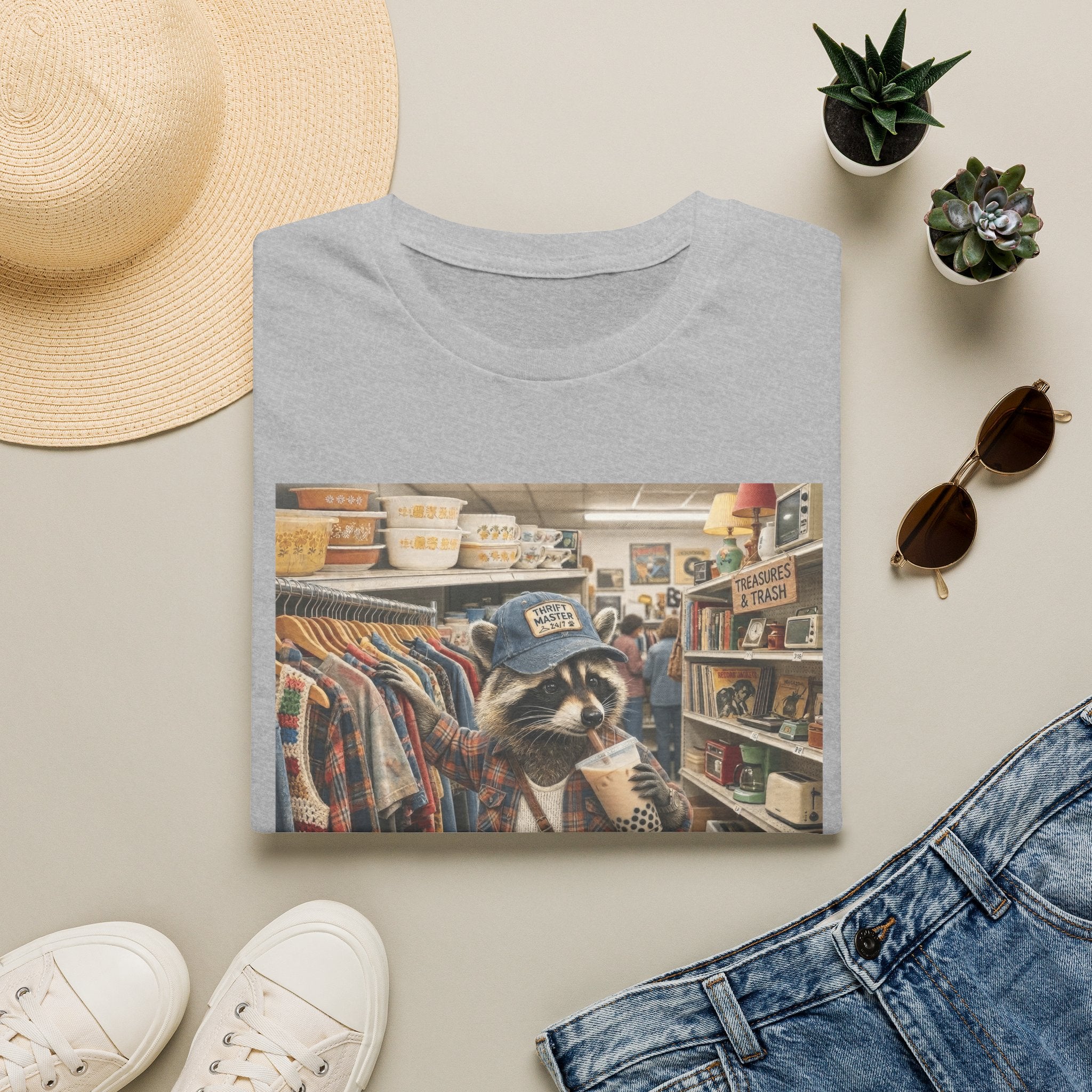 Thrifted Raccoon T-Shirt — "I'd Thrift That" Vintage Store Graphic Tee