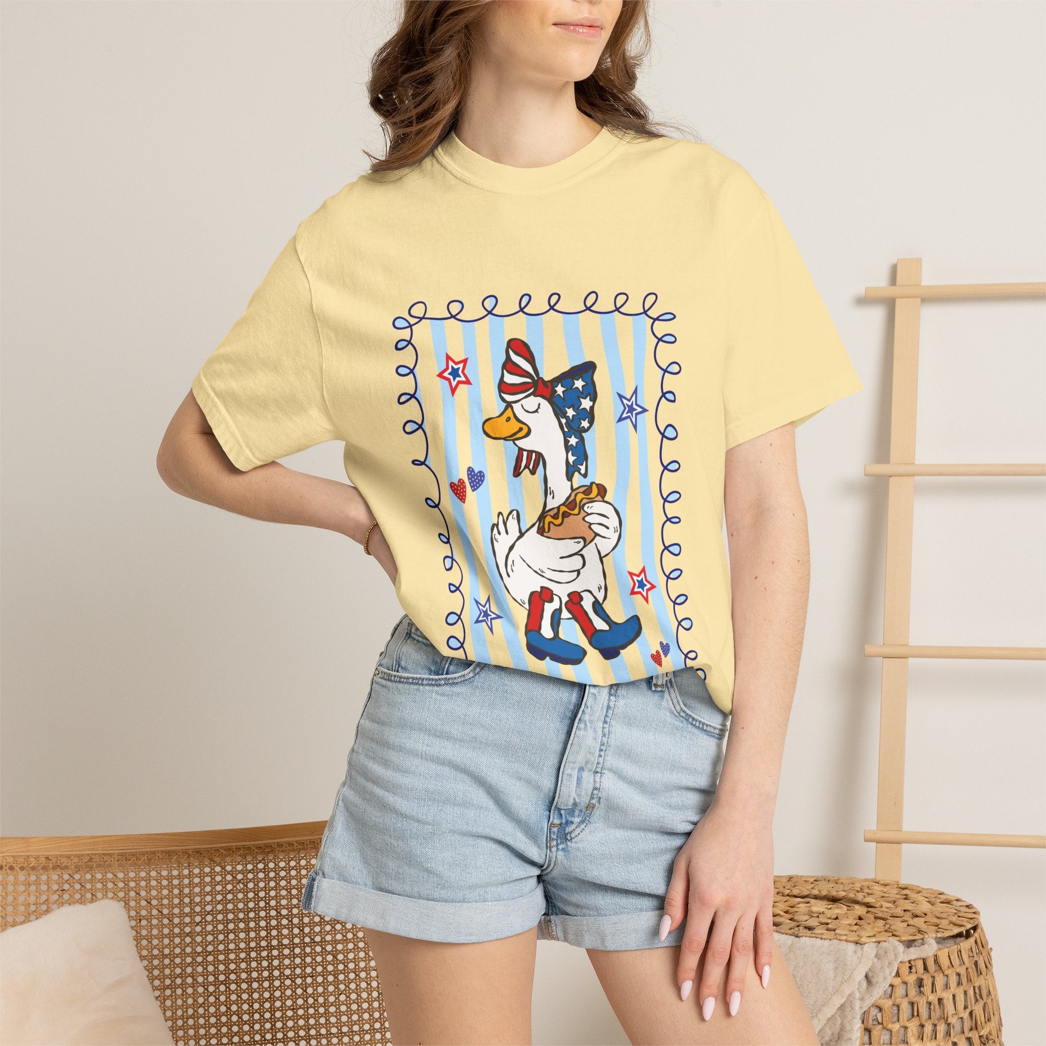 Patriotic Goose Graphic T-Shirt — "Proud Mama" Americana Tee