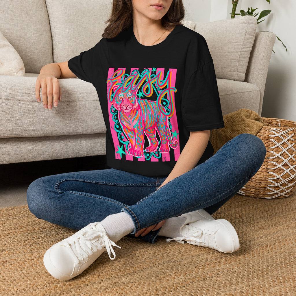 Easy Tiger T-Shirt — Colorful Retro Neon Tiger Graphic