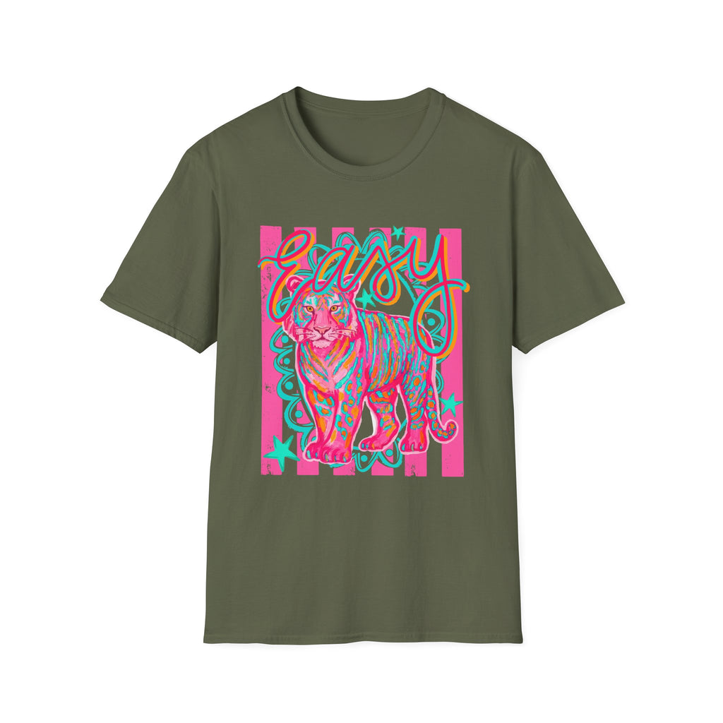 Easy Tiger T-Shirt — Colorful Retro Neon Tiger Graphic