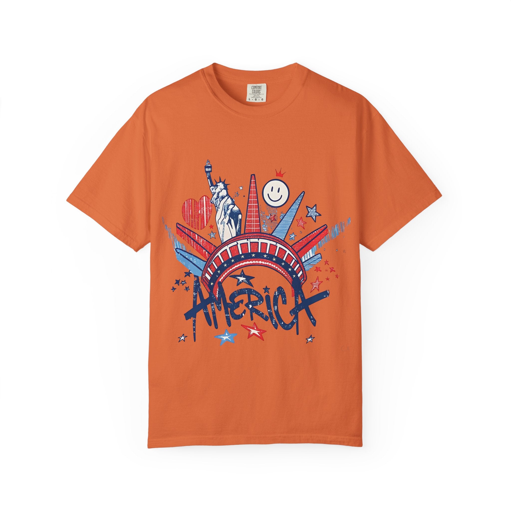 America Graphic T-Shirt — Patriotic Statue of Liberty 4th of July Tee
