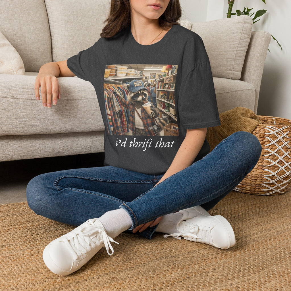 Thrifted Raccoon T-Shirt — "I'd Thrift That" Vintage Store Graphic Tee