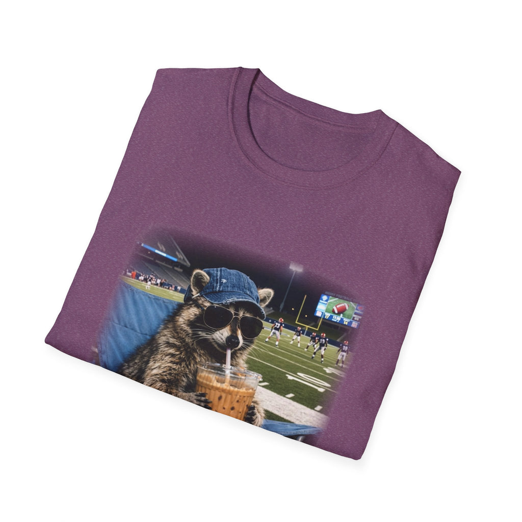 Raccoon Football Stadium Tee – "I Live Here Now" Graphic T-Shirt