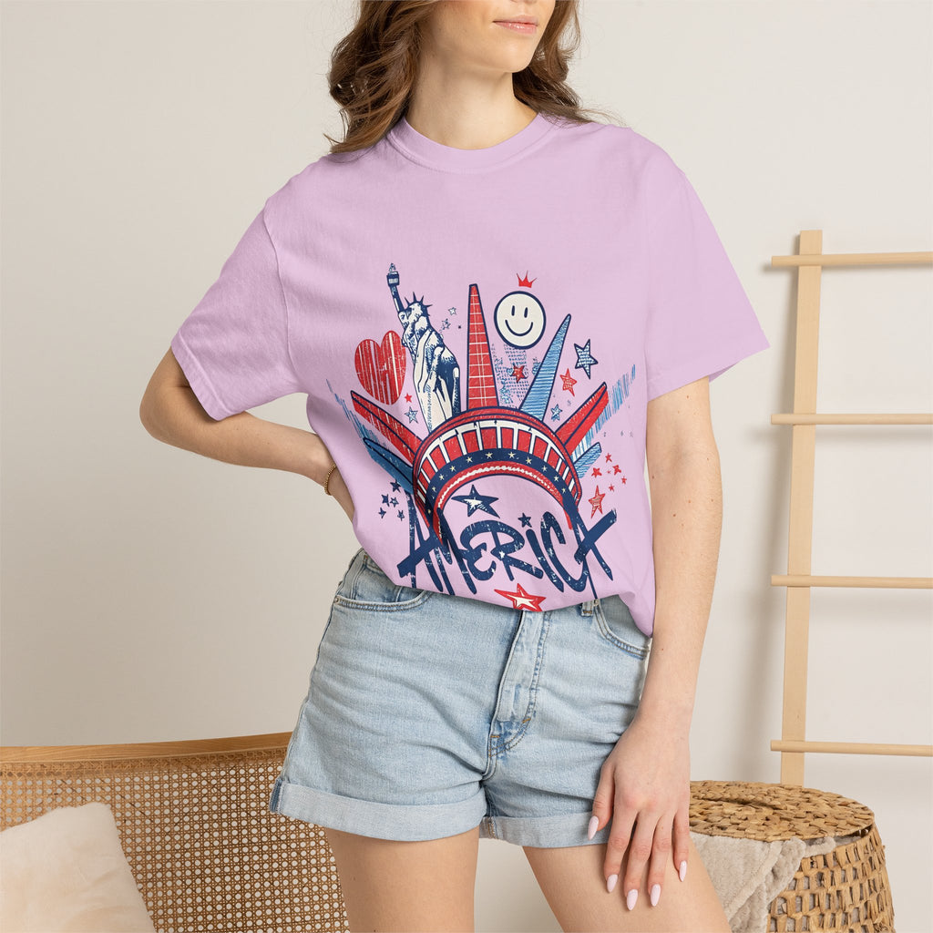 America Graphic T-Shirt — Patriotic Statue of Liberty 4th of July Tee