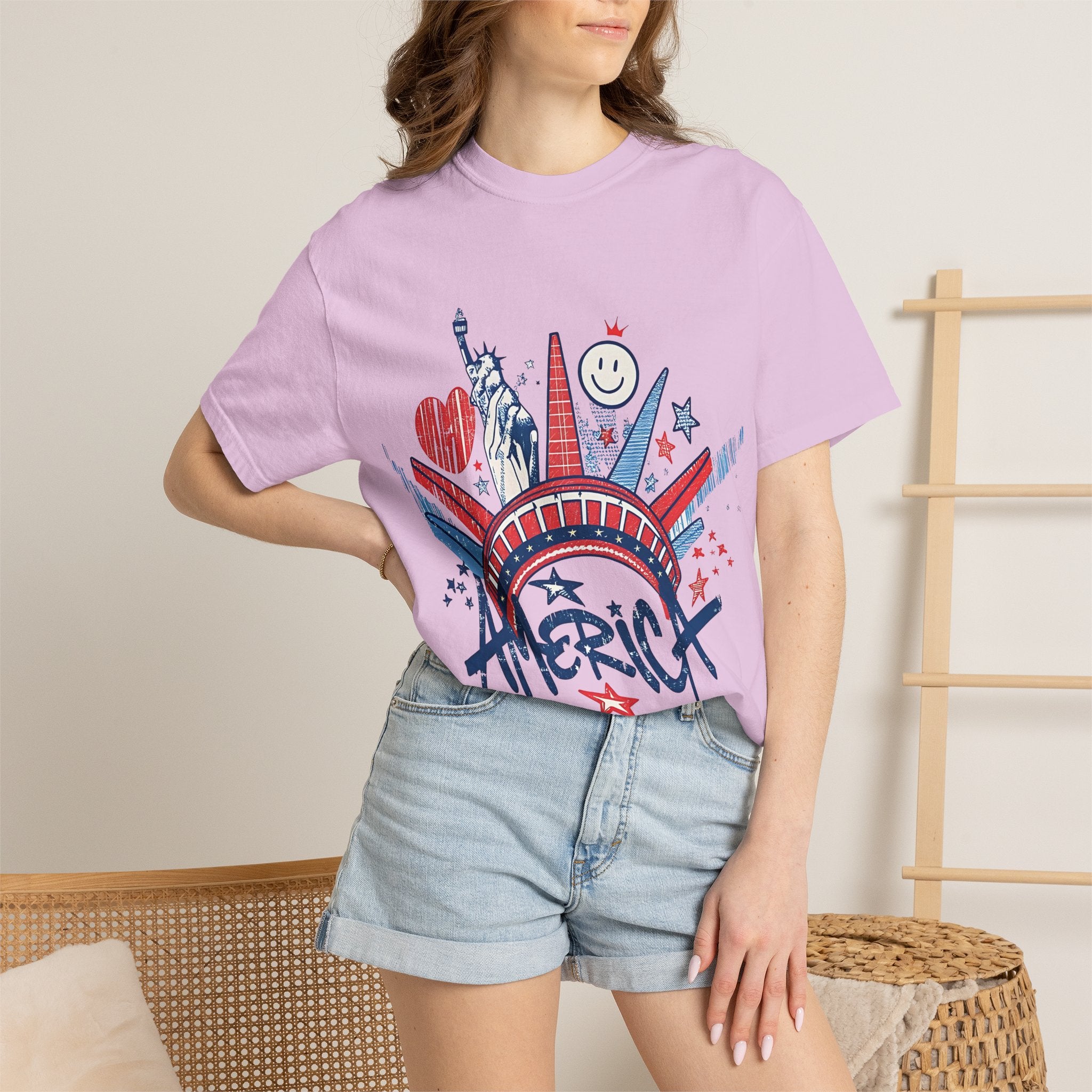 America Graphic T-Shirt — Patriotic Statue of Liberty 4th of July Tee