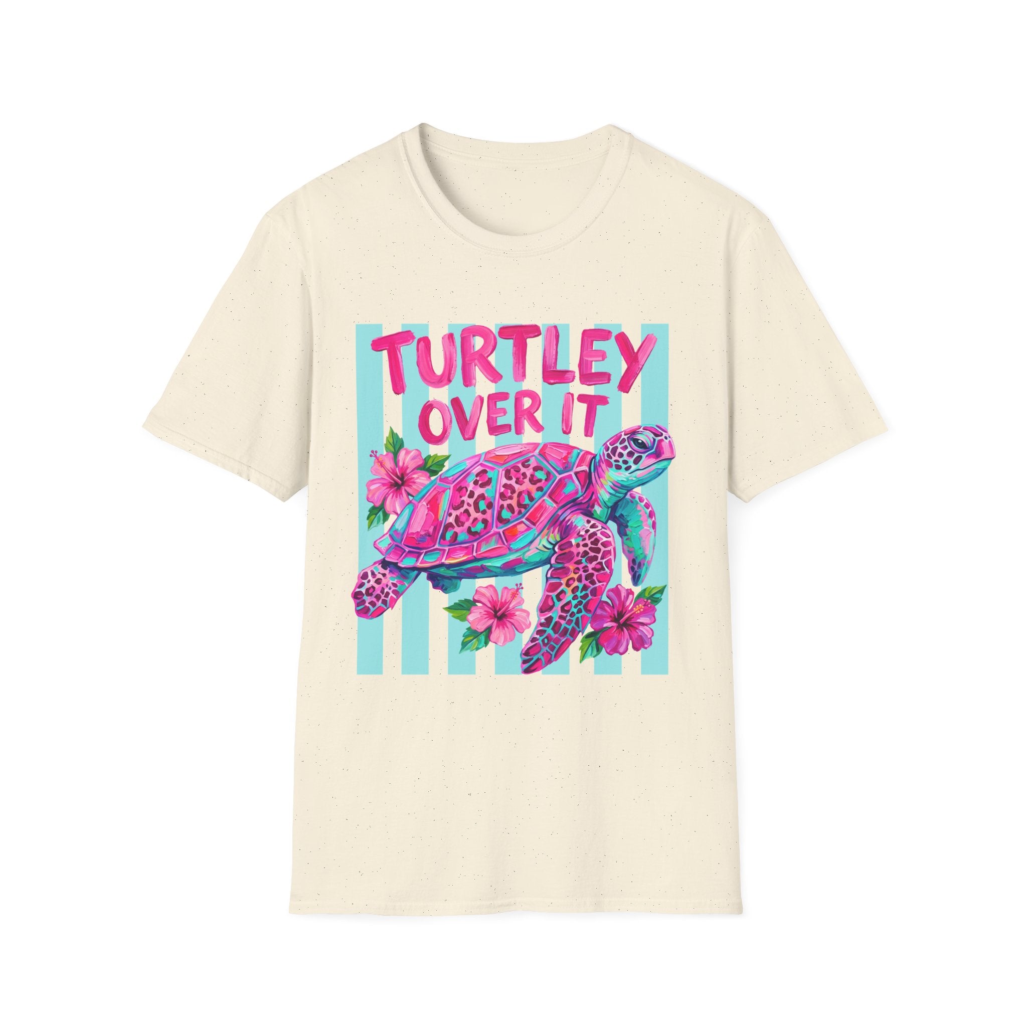 Turtley Over It T-Shirt — Tropical Pink Sea Turtle Graphic Tee