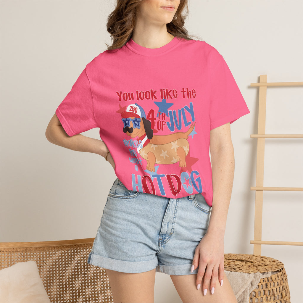 4th of July Hot Dog T-Shirt — "You Look Like the 4th of July Hotdog" Patriotic BBQ Tee