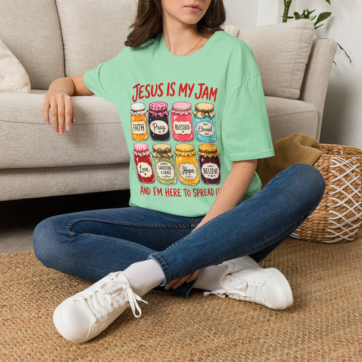 Jesus Is My Jam T-Shirt — Faith & Blessed Jam Jar Graphic Christian Tee