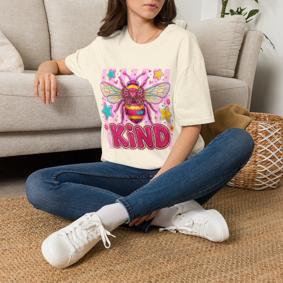 Kind Bee T-Shirt — Colorful Cute Bee Graphic Tee for Women & Teens