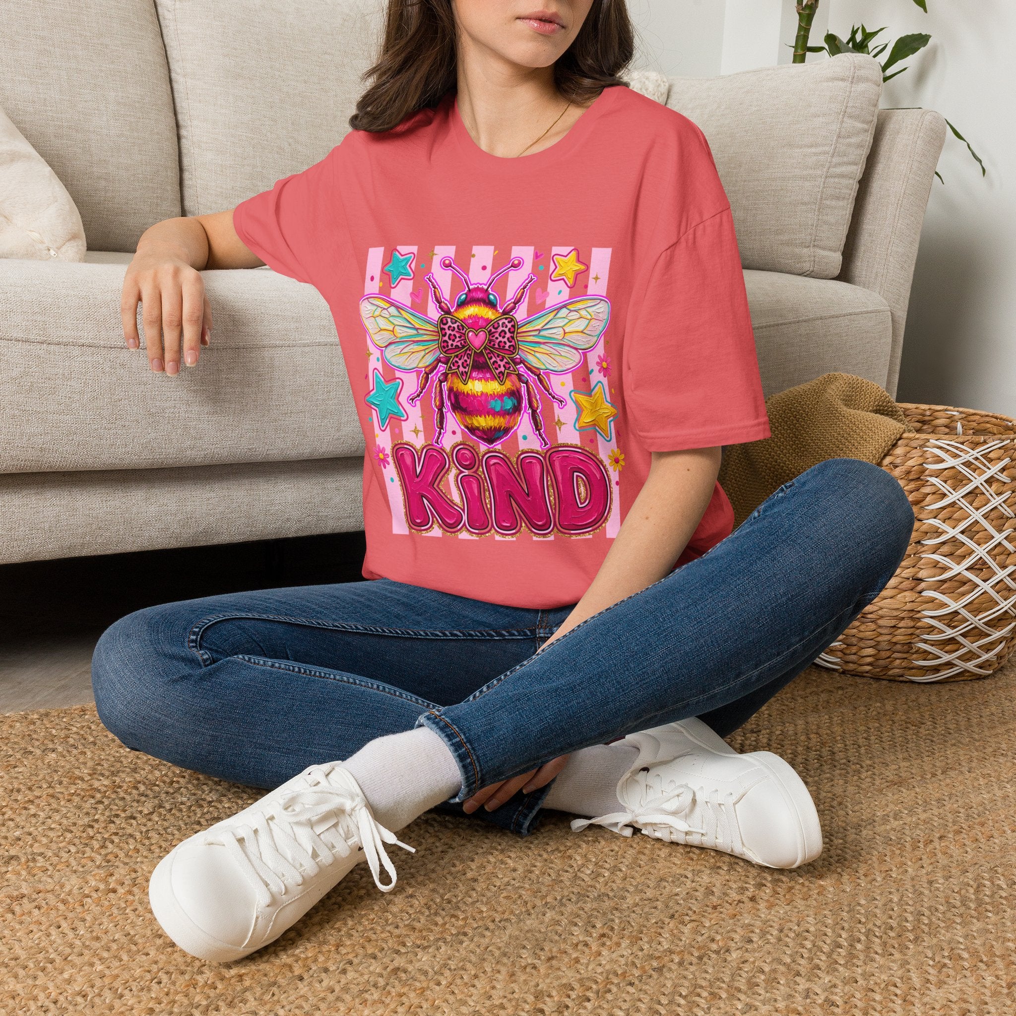 Kind Bee T-Shirt — Colorful Cute Bee Graphic Tee for Women & Teens