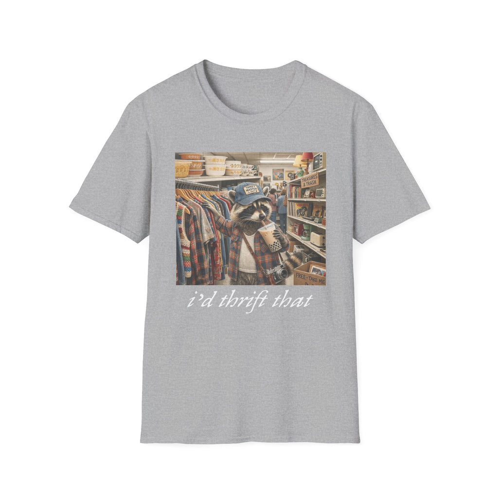 Thrifted Raccoon T-Shirt — "I'd Thrift That" Vintage Store Graphic Tee
