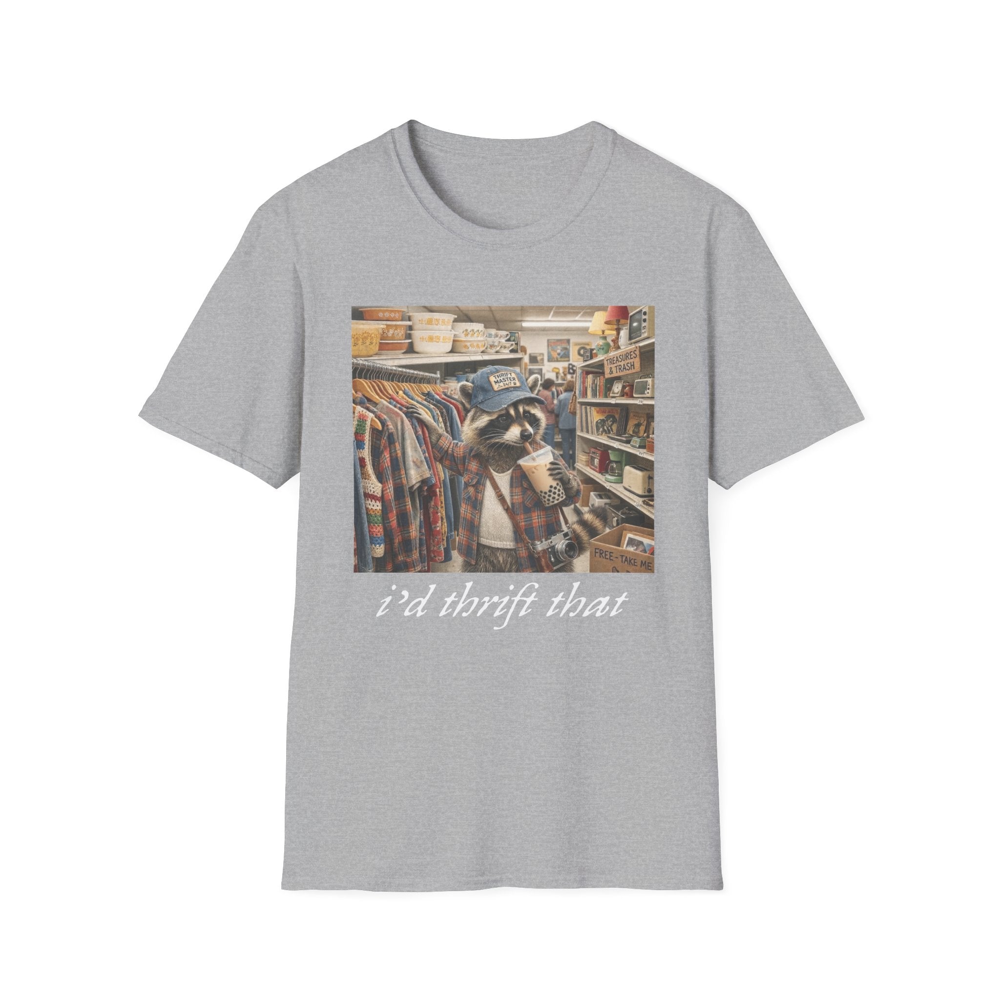 Thrifted Raccoon T-Shirt — "I'd Thrift That" Vintage Store Graphic Tee