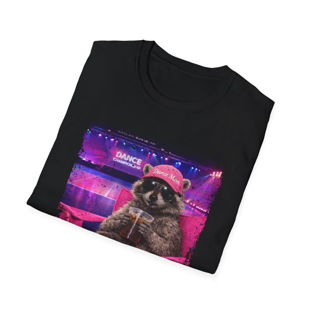 Retro Neon Raccoon T-Shirt — "Live Here Now" Vintage Aesthetic Tee