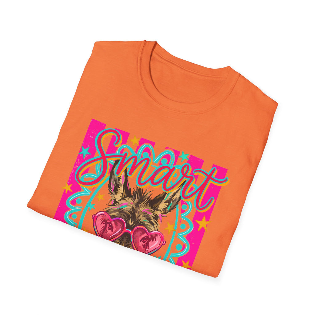 Smart Donkey T-Shirt — Colorful Heart-Sunglasses Graphic Tee for Animal Lovers