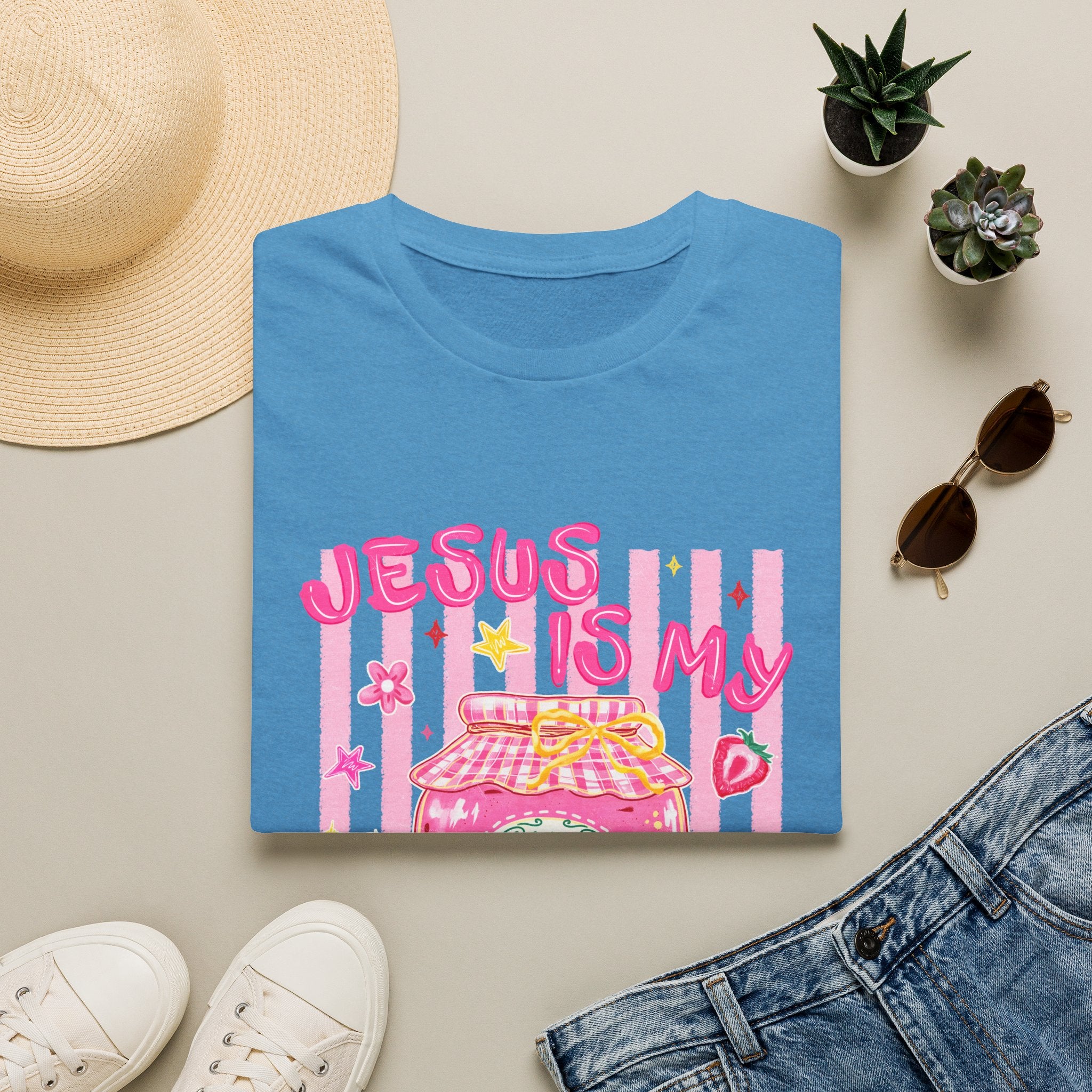 Jesus Is My Jam T‑Shirt — Cute Pink Faith Graphic Tee