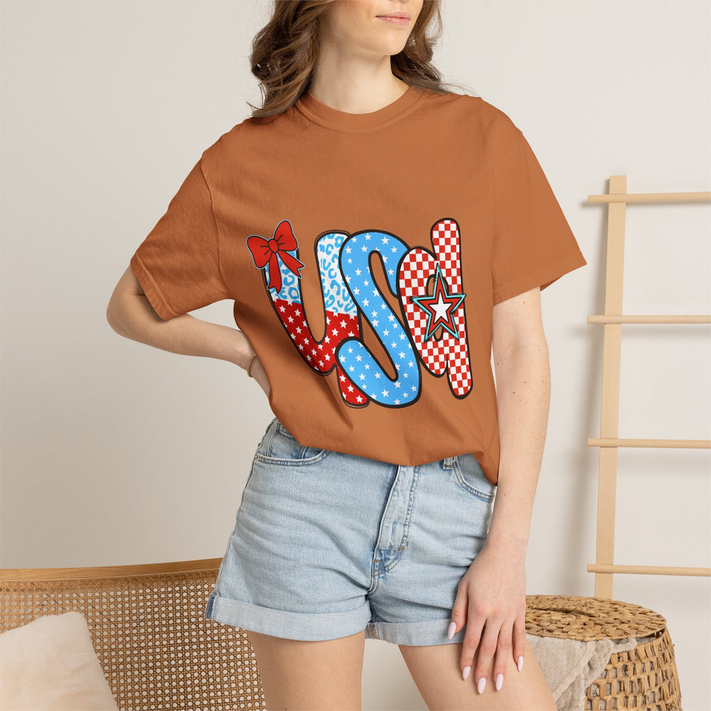 USA Patriotic T-Shirt — Red White & Blue Stars and Stripes Graphic