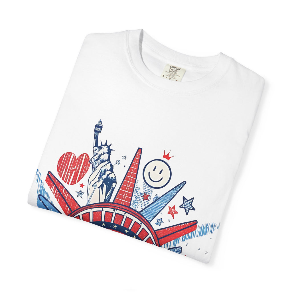 America Graphic T-Shirt — Patriotic Statue of Liberty 4th of July Tee
