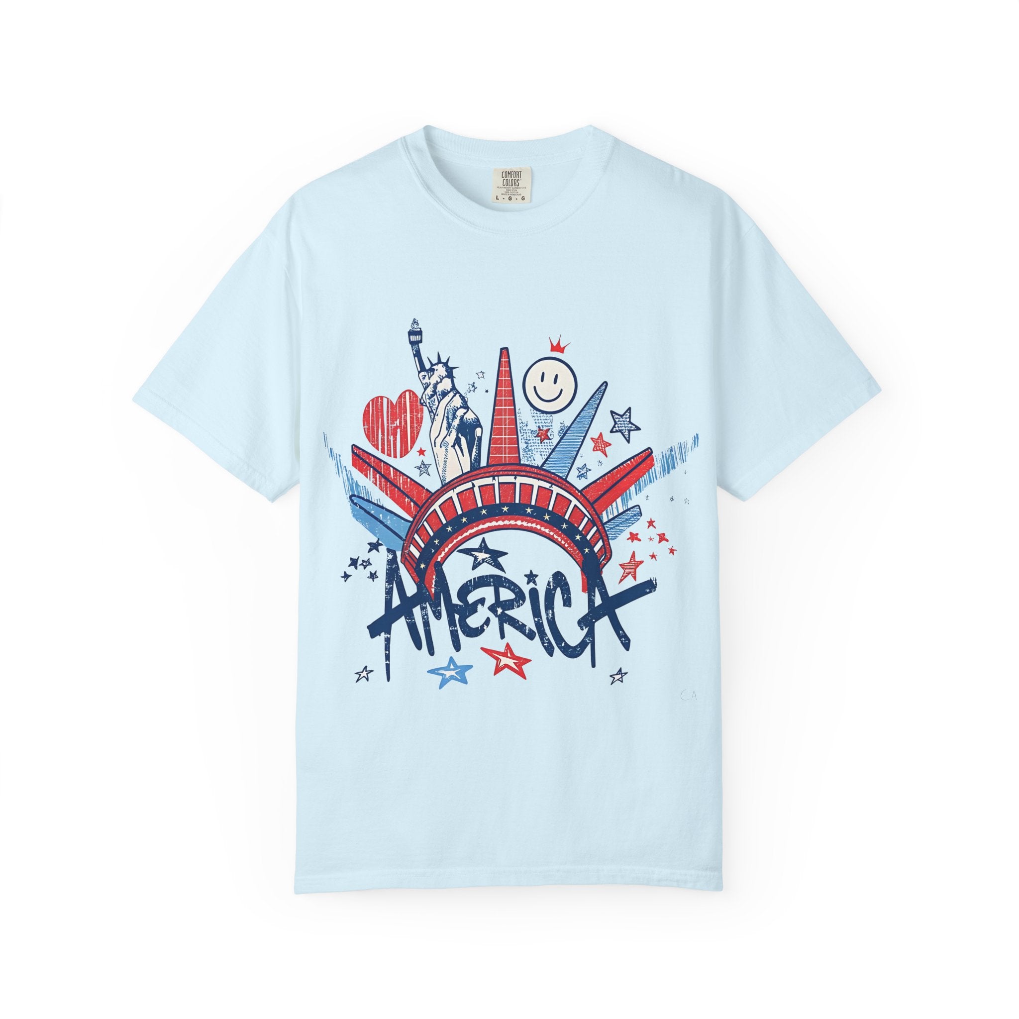 America Graphic T-Shirt — Patriotic Statue of Liberty 4th of July Tee