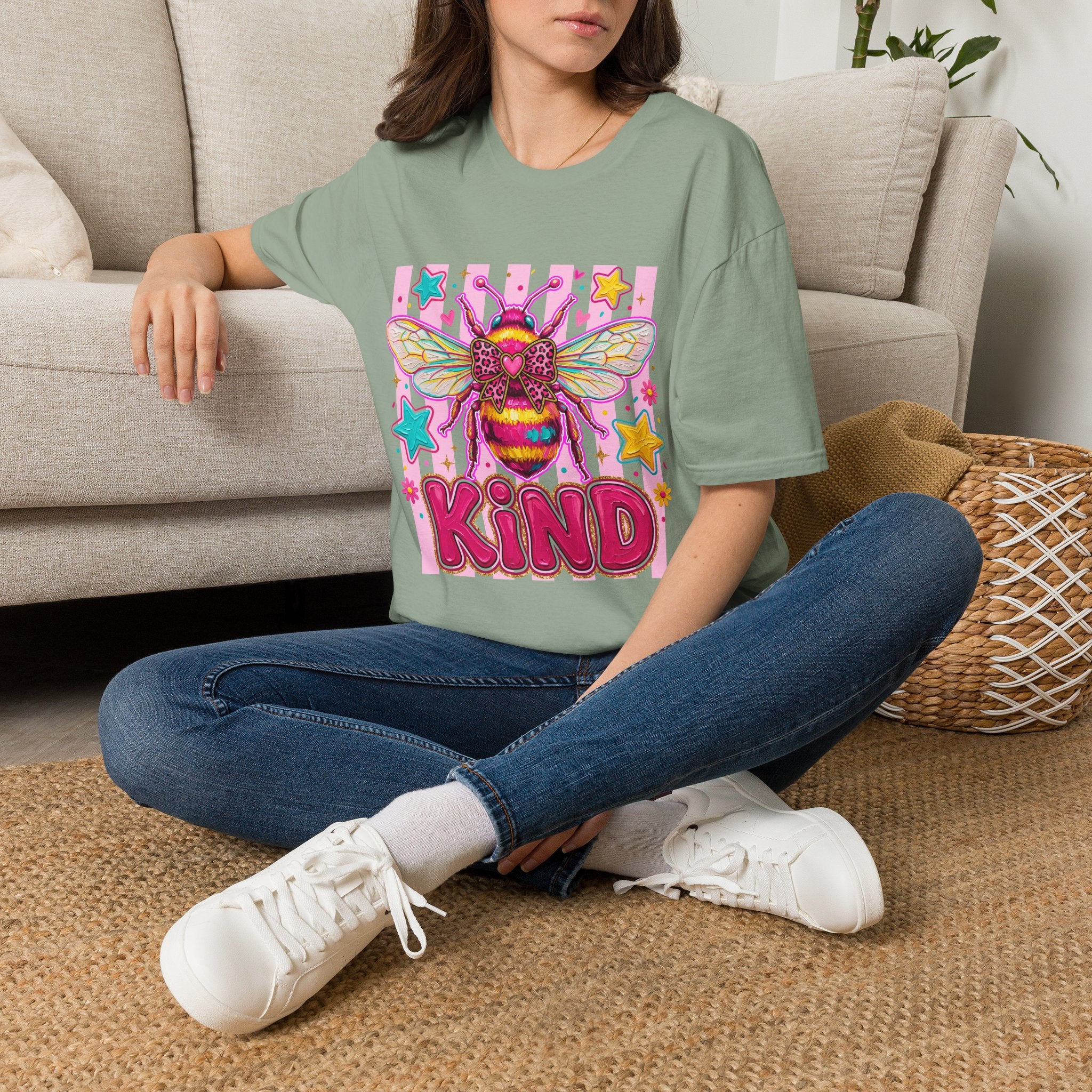 Kind Bee T-Shirt — Colorful Cute Bee Graphic Tee for Women & Teens