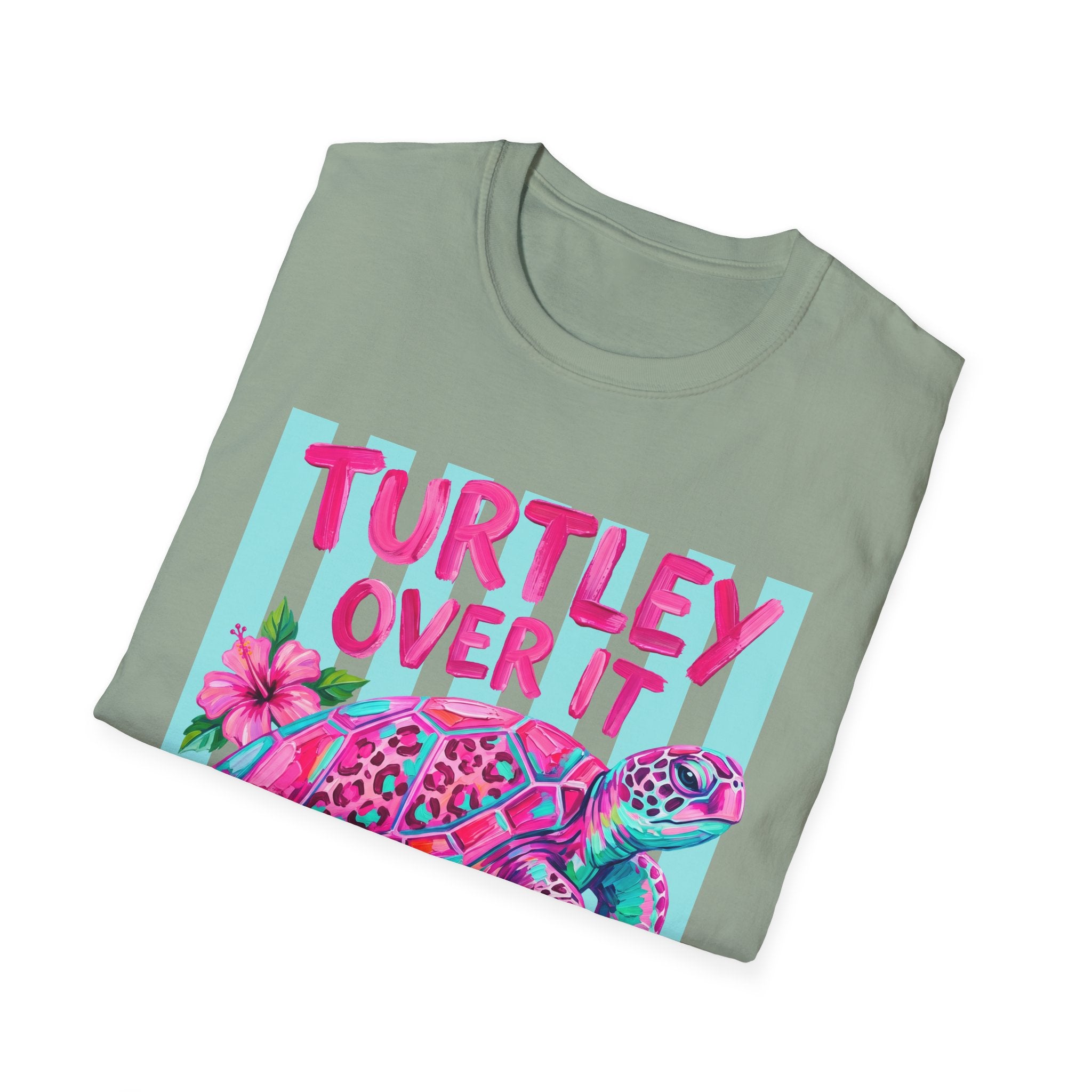 Turtley Over It T-Shirt — Tropical Pink Sea Turtle Graphic Tee