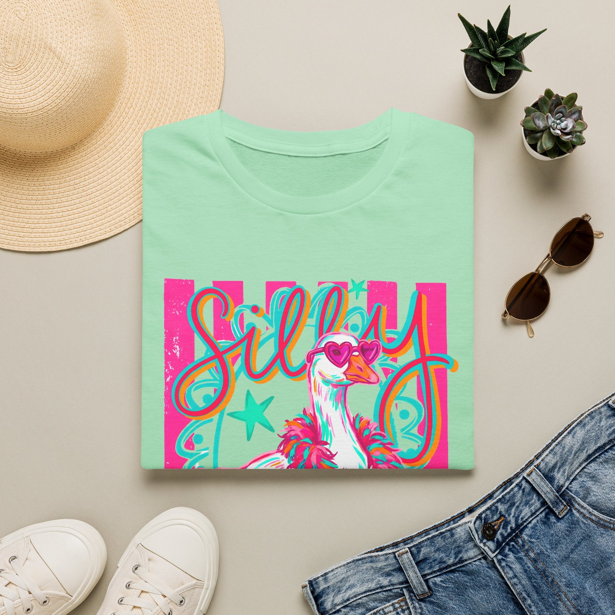 Silly Goose T-Shirt – Playful Retro Pink Graphic Tee
