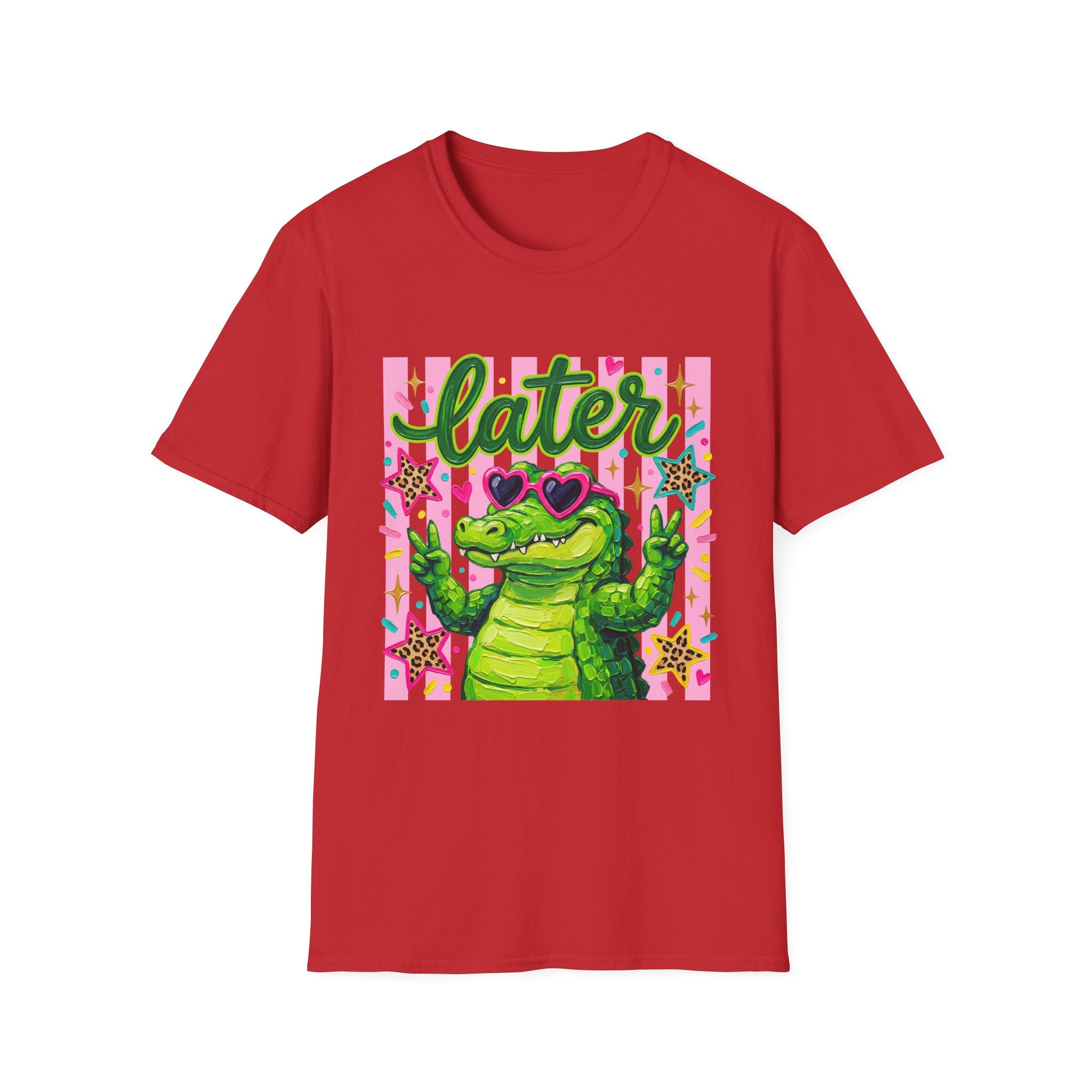 Later Alligator T-Shirt — Cute Retro Croc Graphic Tee with Heart Sunglasses