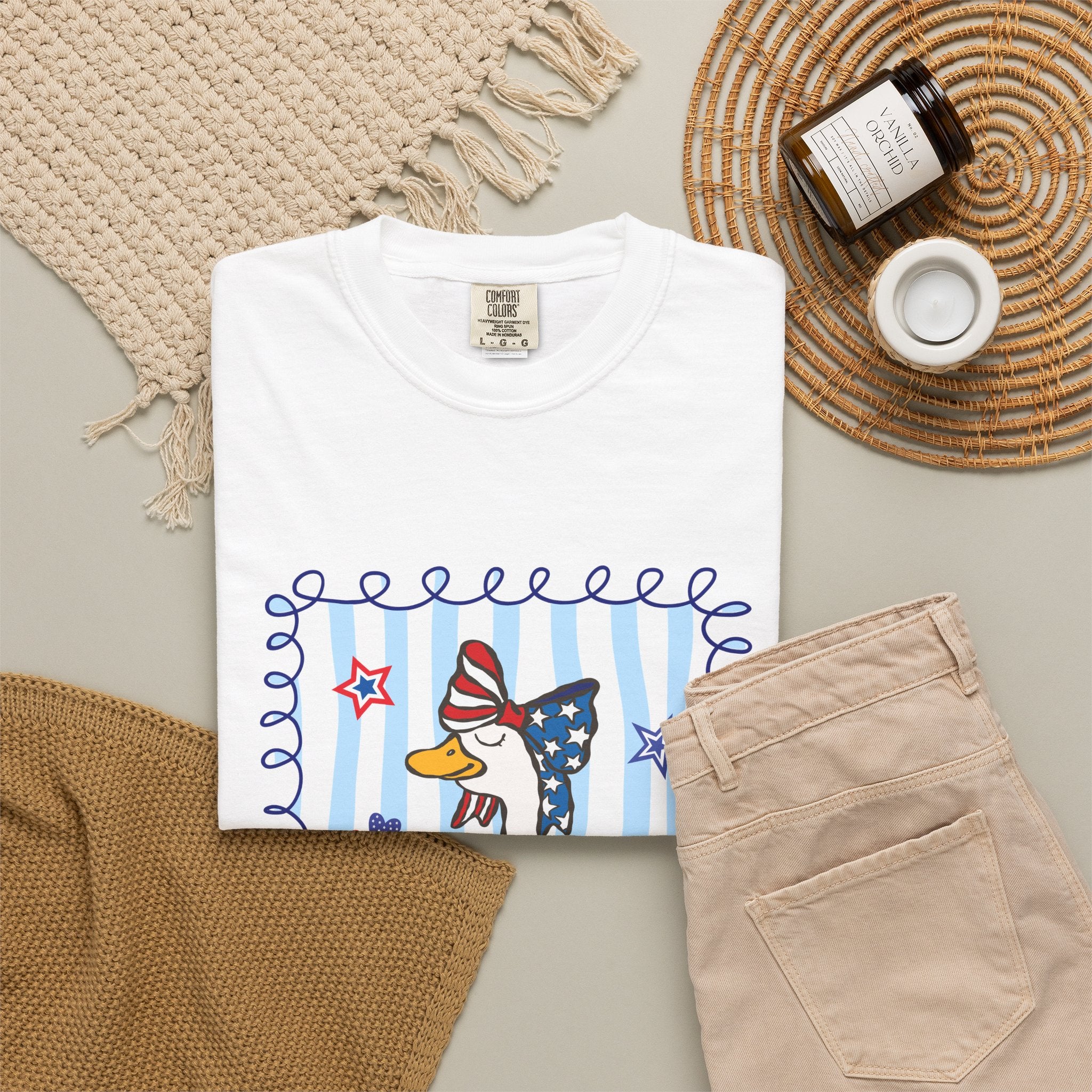 Patriotic Goose Graphic T-Shirt — "Proud Mama" Americana Tee