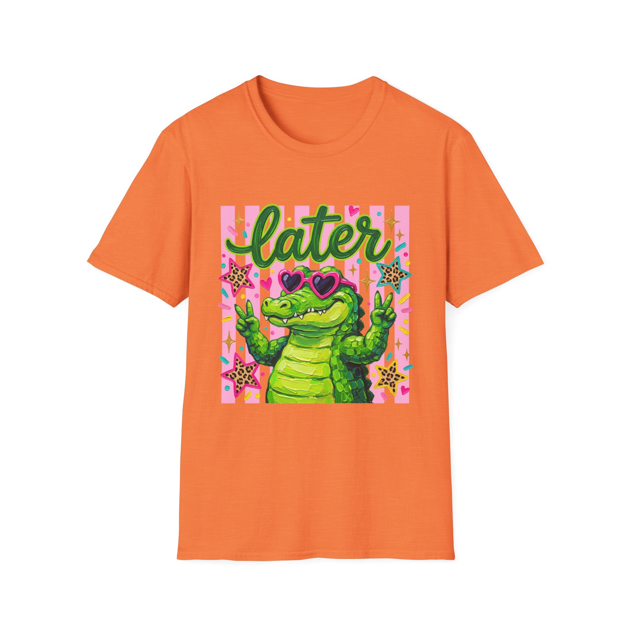 Later Alligator T-Shirt — Cute Retro Croc Graphic Tee with Heart Sunglasses