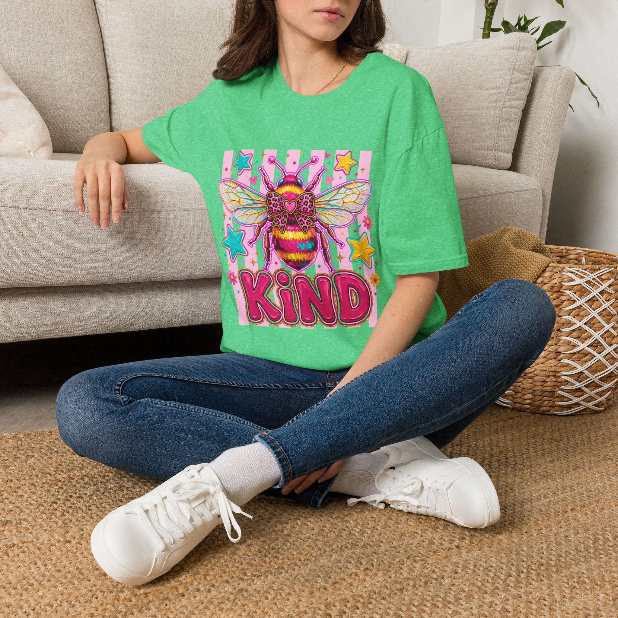 Kind Bee T-Shirt — Colorful Cute Bee Graphic Tee for Women & Teens
