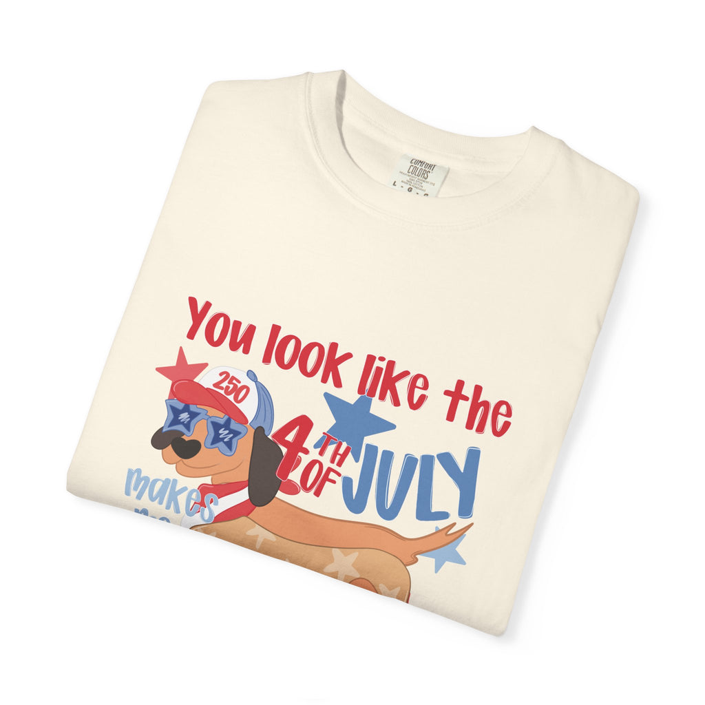 4th of July Hot Dog T-Shirt — "You Look Like the 4th of July Hotdog" Patriotic BBQ Tee
