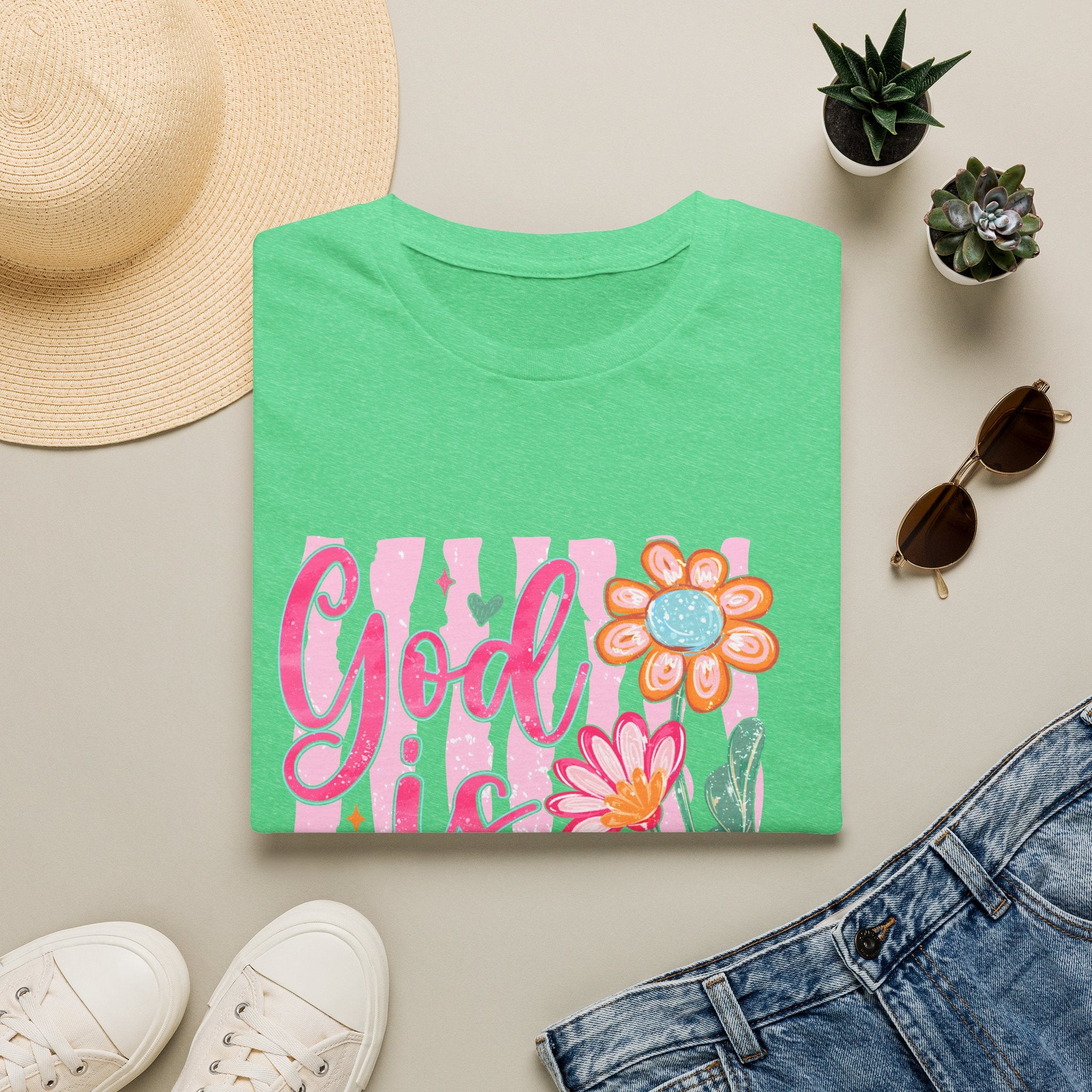 God Is Good Floral T‑Shirt — Inspirational Christian Tee