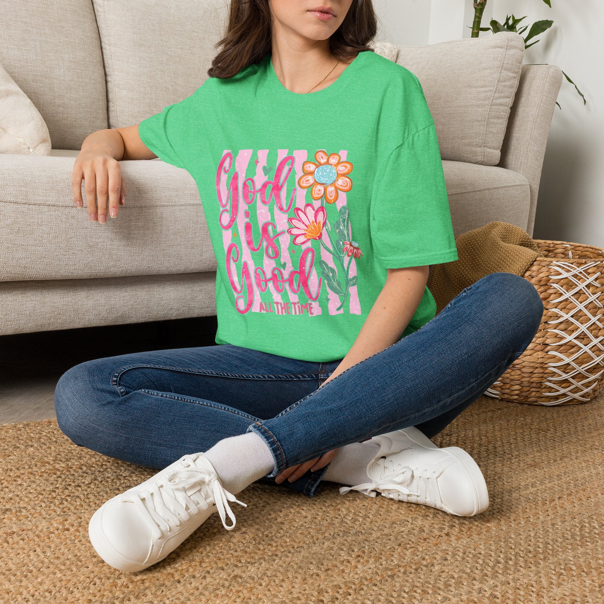 God Is Good Floral T‑Shirt — Inspirational Christian Tee