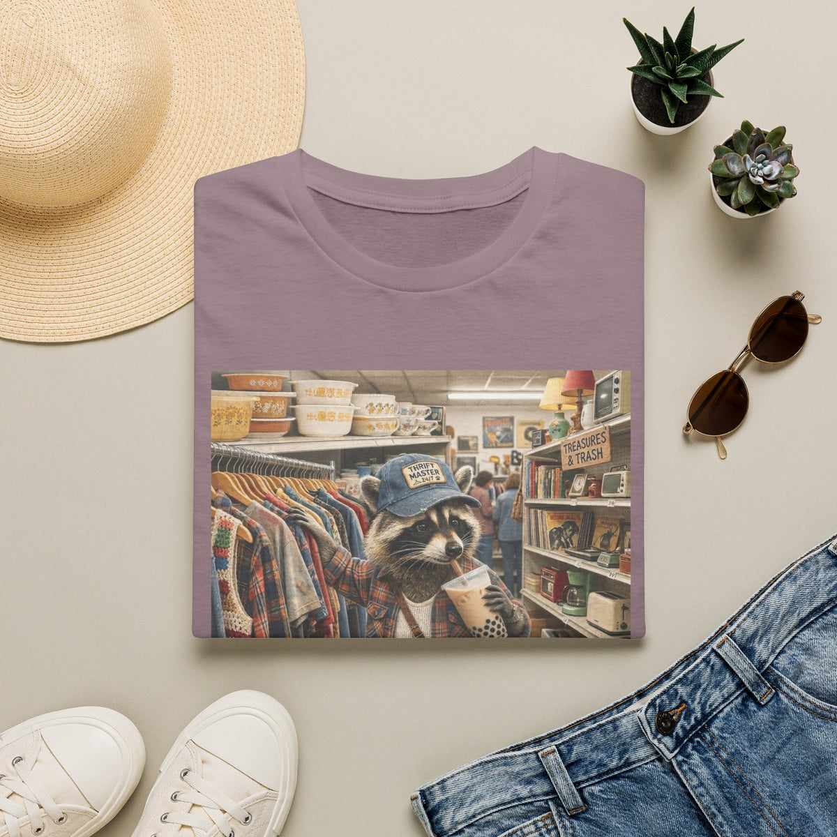 Thrifted Raccoon T-Shirt — "I'd Thrift That" Vintage Store Graphic Tee