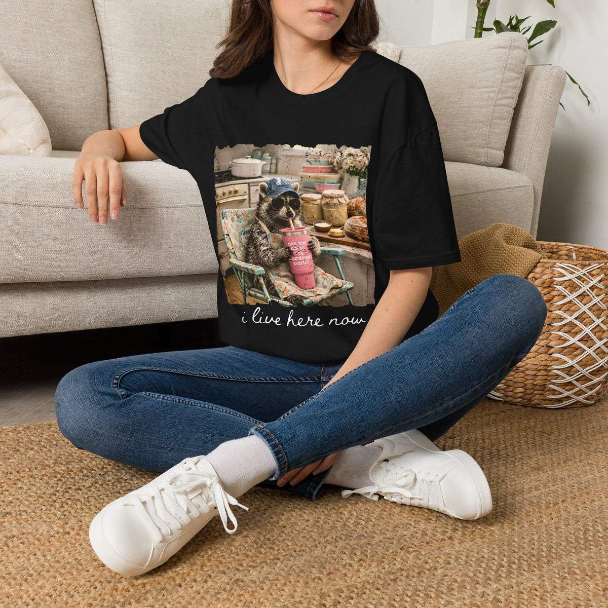 Raccoon Sourdough Vintage Graphic T-Shirt — Cozy Cottagecore Animal Print