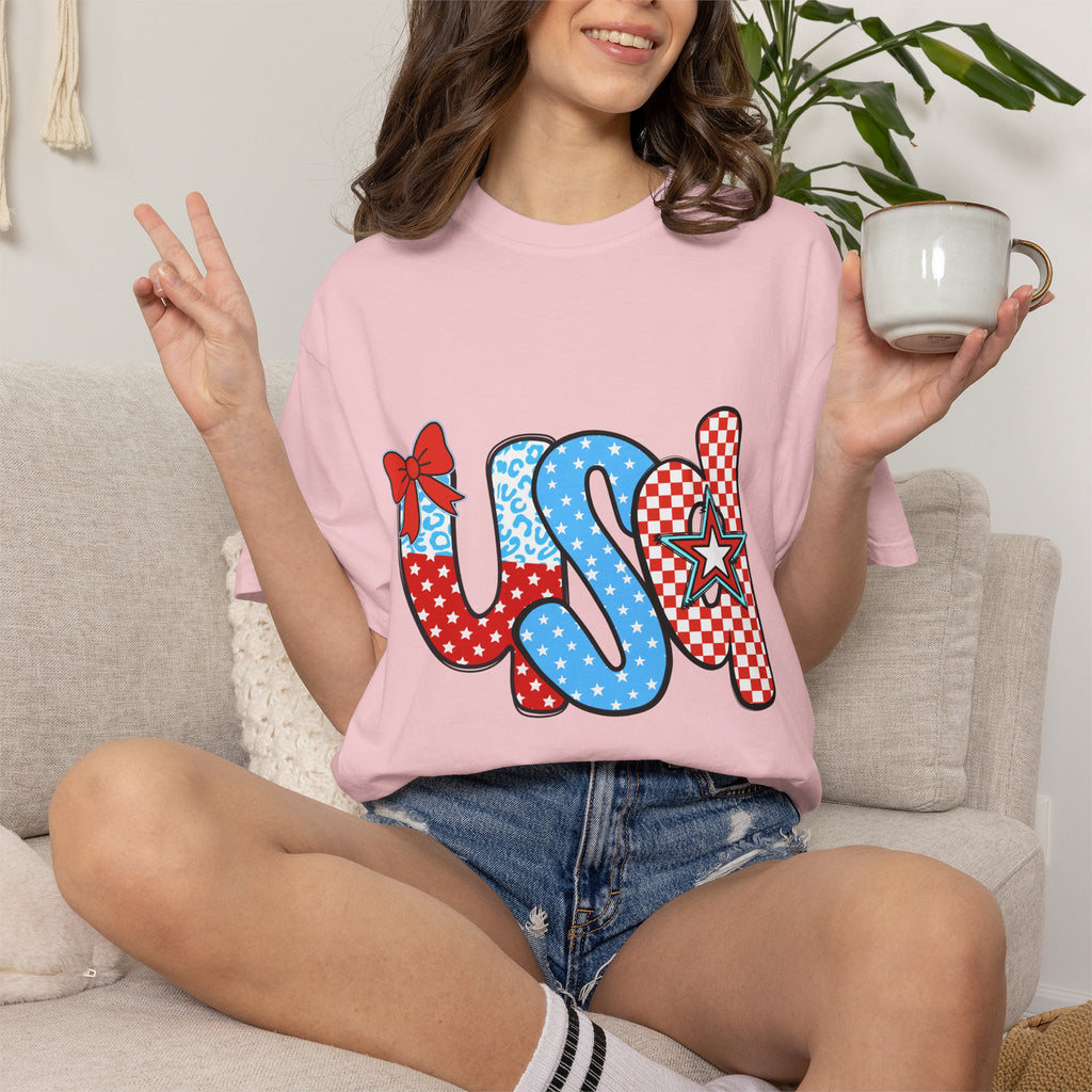 USA Patriotic T-Shirt — Red White & Blue Stars and Stripes Graphic