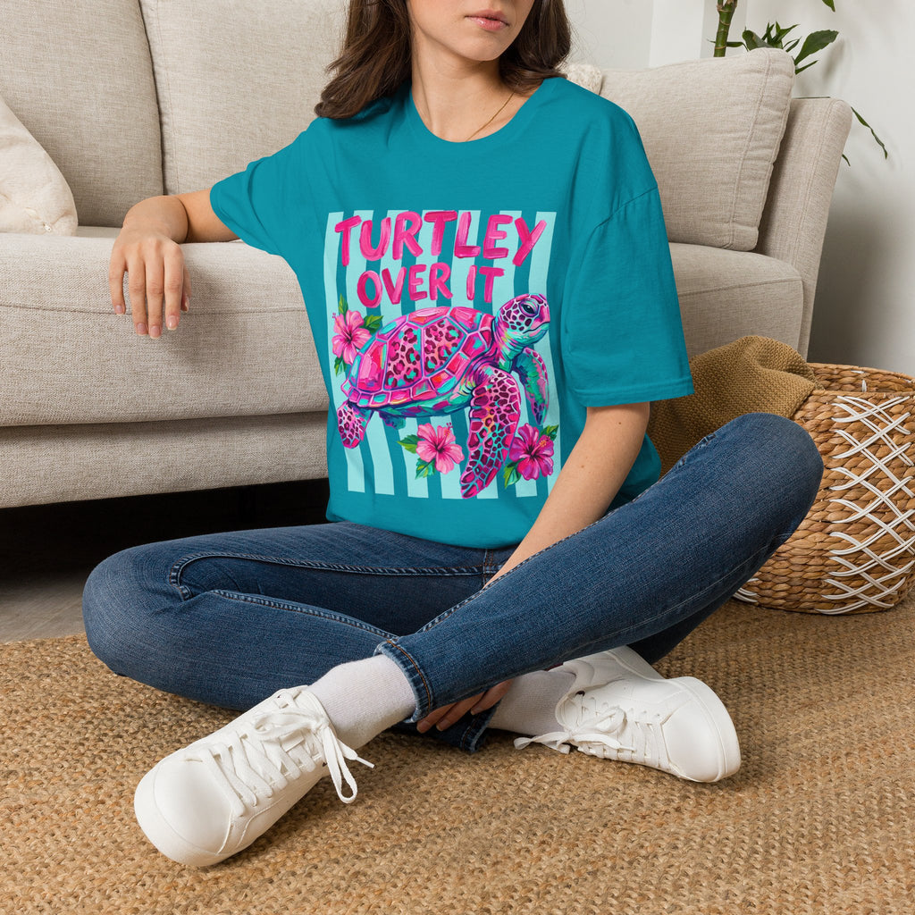 Turtley Over It T-Shirt — Tropical Pink Sea Turtle Graphic Tee