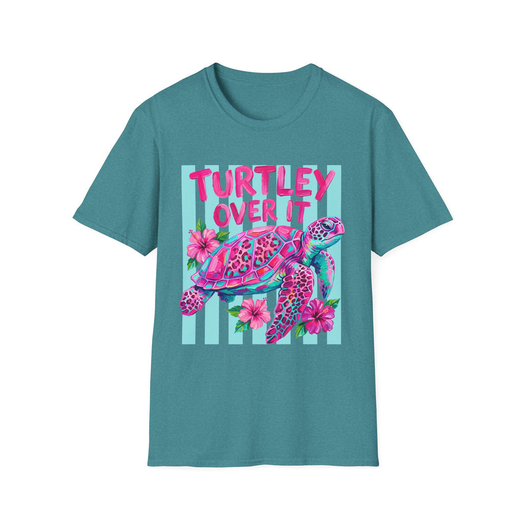 Turtley Over It T-Shirt — Tropical Pink Sea Turtle Graphic Tee