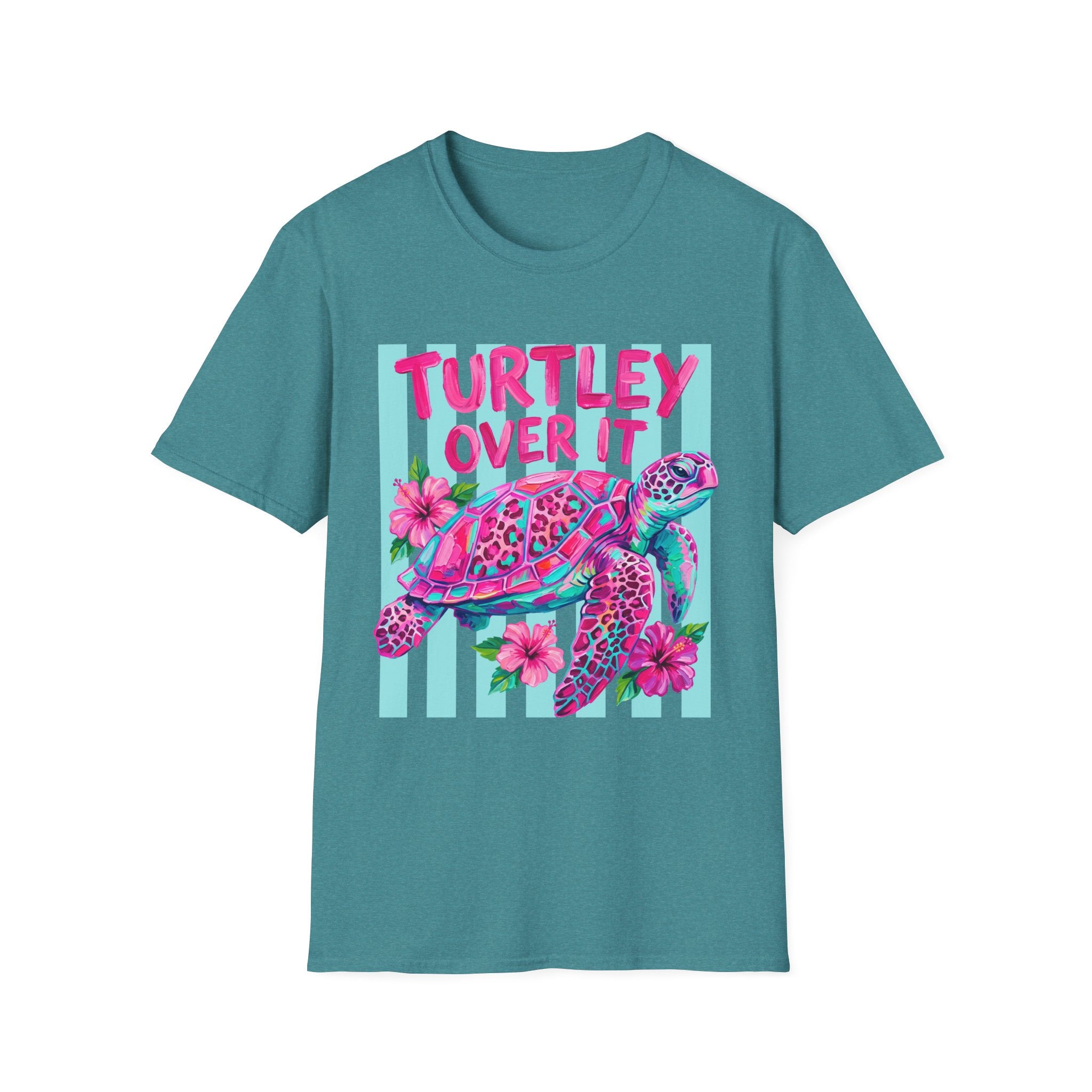 Turtley Over It T-Shirt — Tropical Pink Sea Turtle Graphic Tee