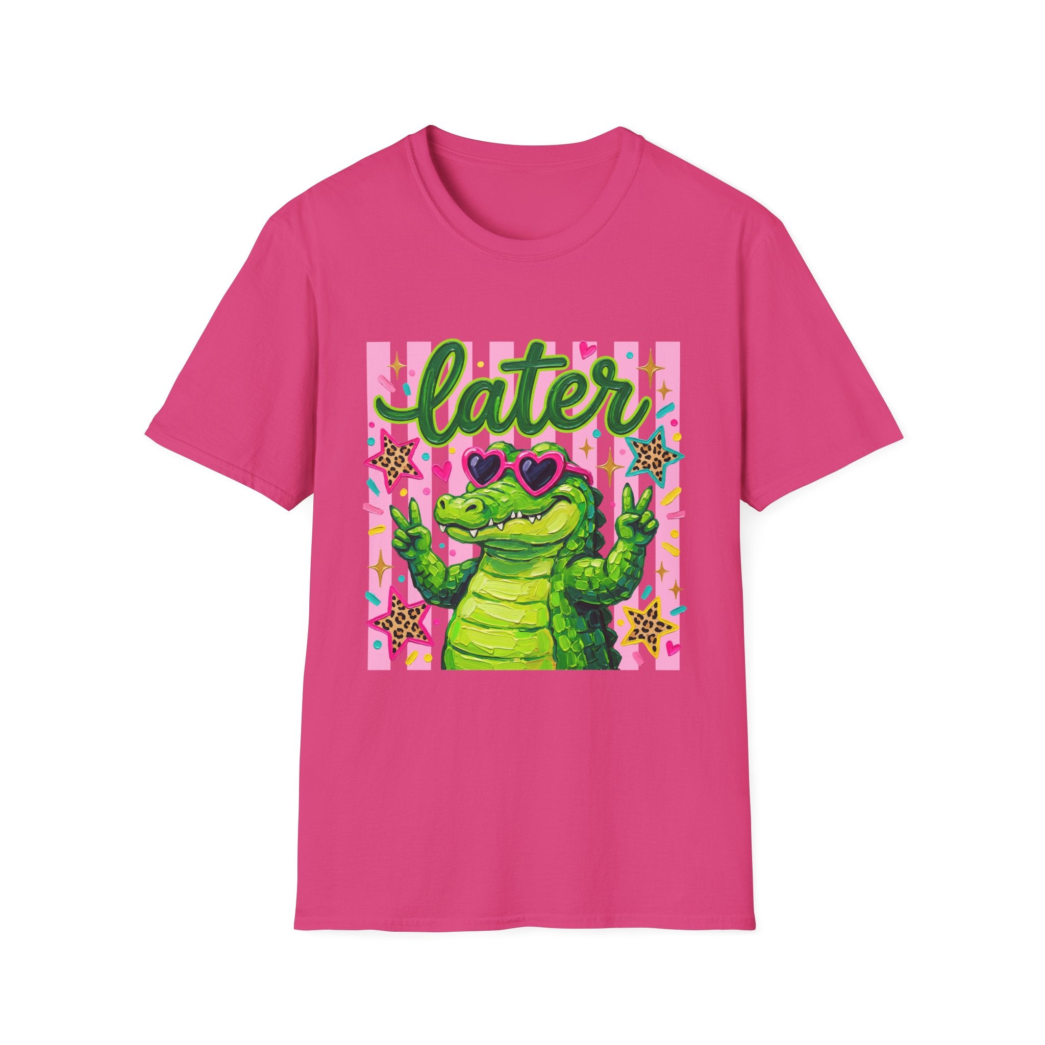Later Alligator T-Shirt — Cute Retro Croc Graphic Tee with Heart Sunglasses
