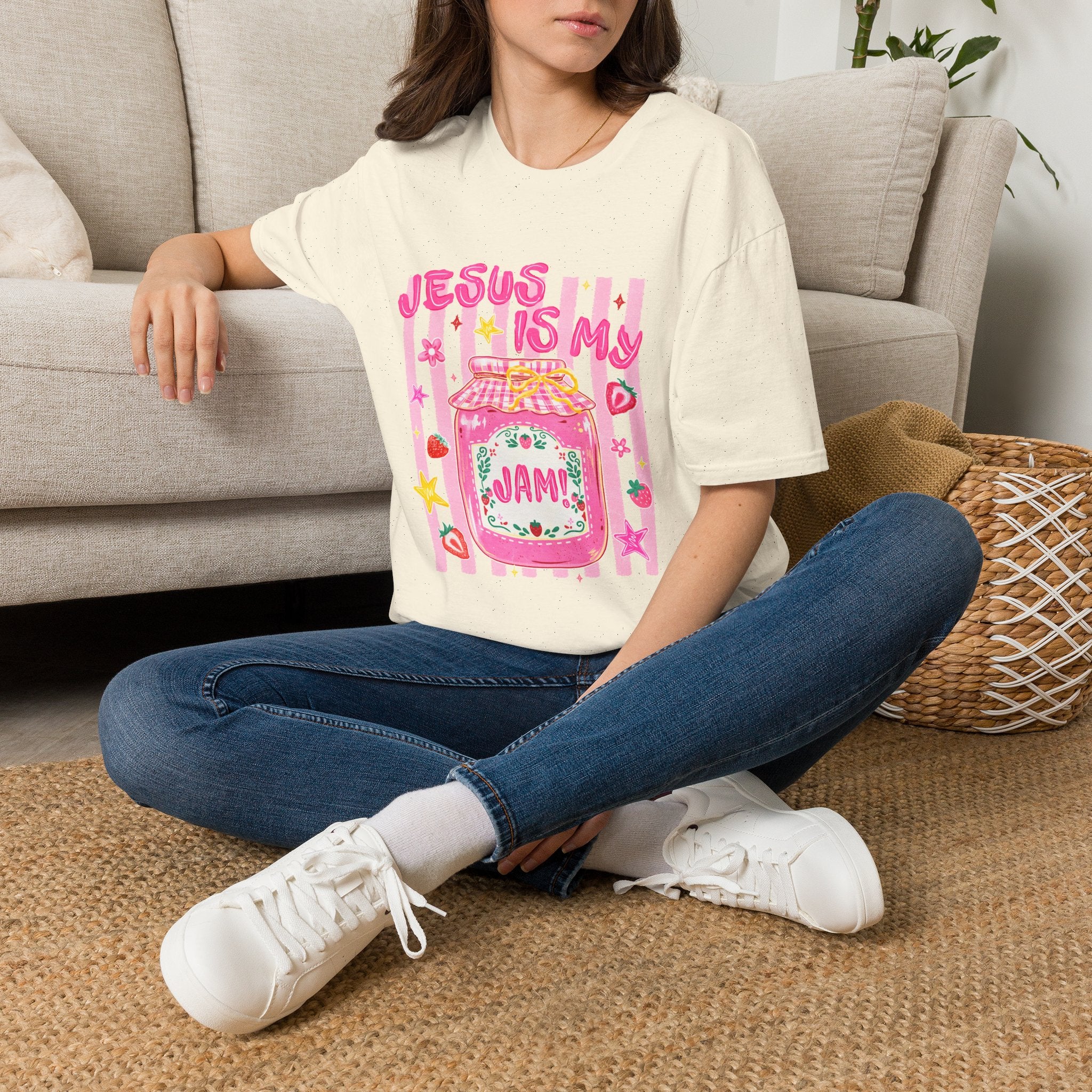 Jesus Is My Jam T‑Shirt — Cute Pink Faith Graphic Tee