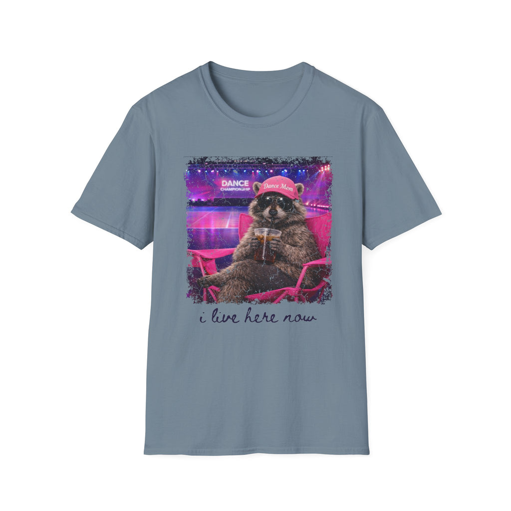 Raccoon ‘Dance’ Graphic T-Shirt — Retro Neon Wildlife Tee