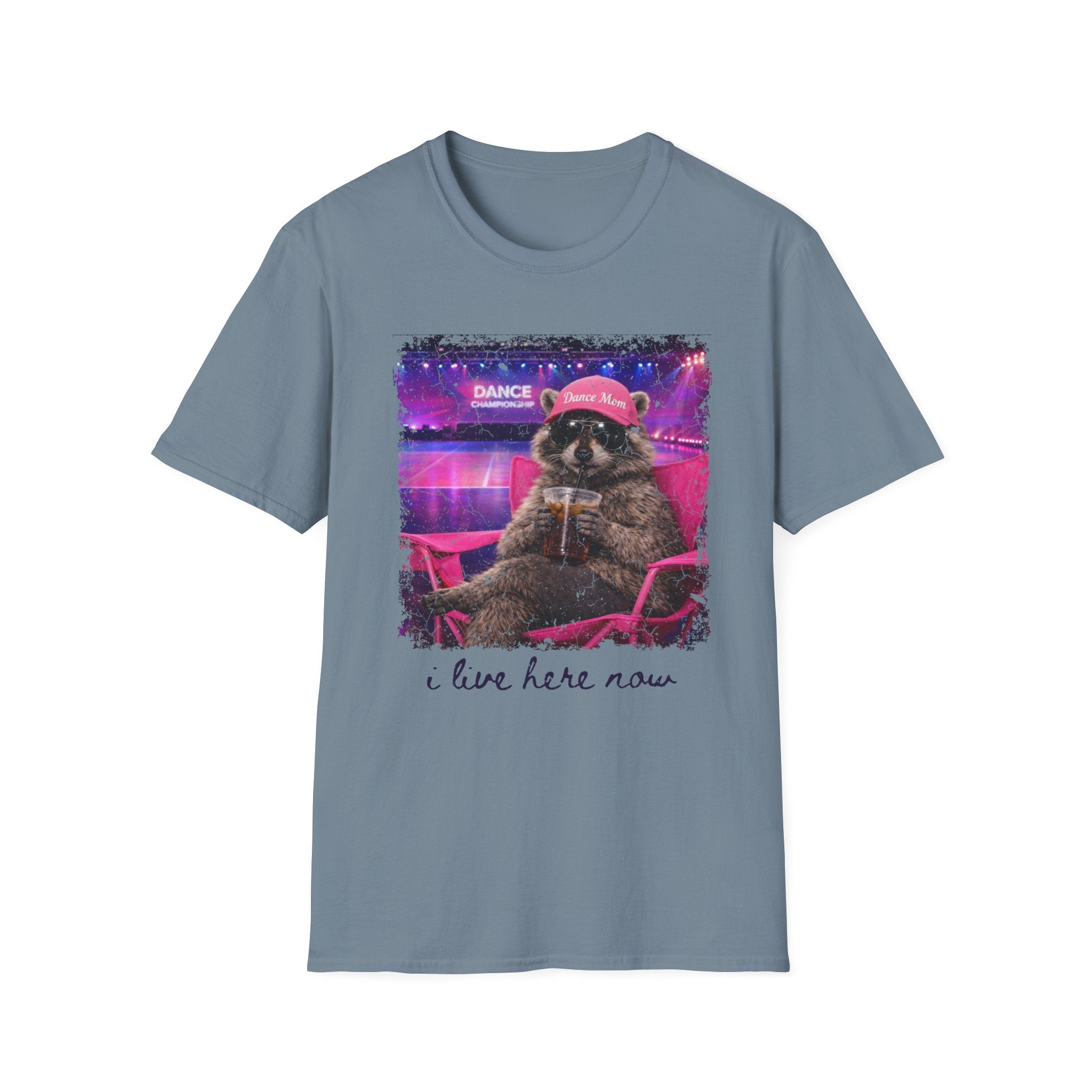 Raccoon ‘Dance’ Graphic T-Shirt — Retro Neon Wildlife Tee