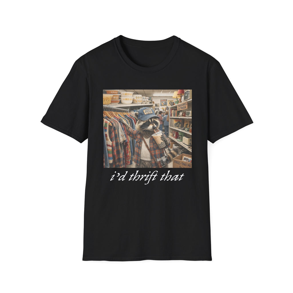 Thrifted Raccoon T-Shirt — "I'd Thrift That" Vintage Store Graphic Tee