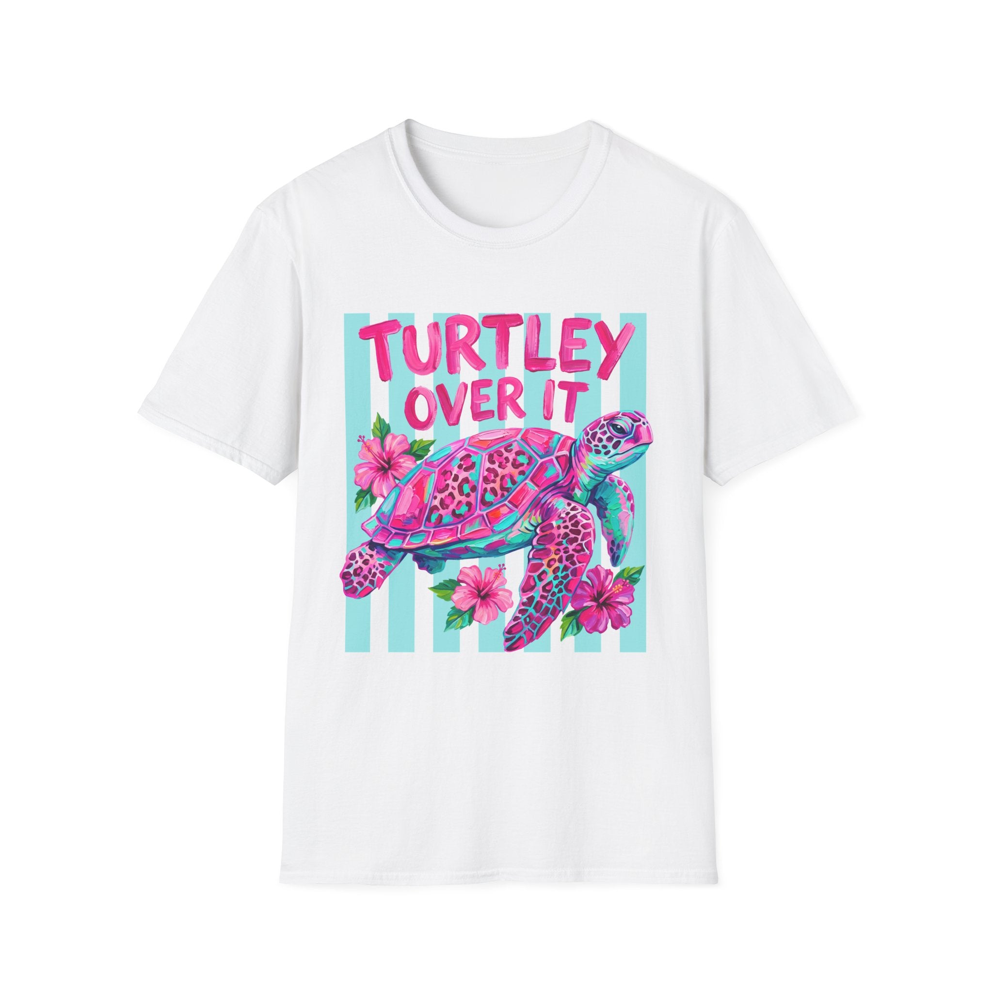 Turtley Over It T-Shirt — Tropical Pink Sea Turtle Graphic Tee