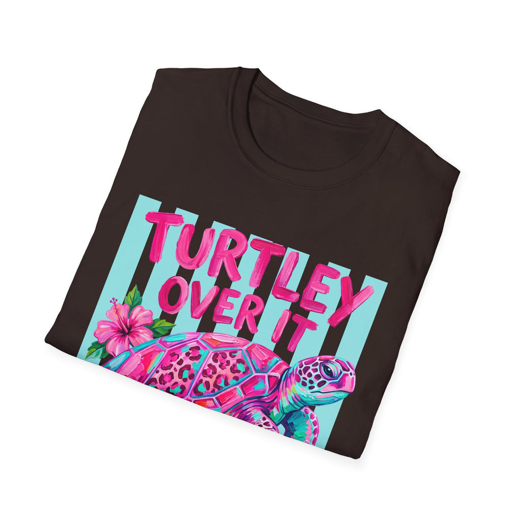 Turtley Over It T-Shirt — Tropical Pink Sea Turtle Graphic Tee