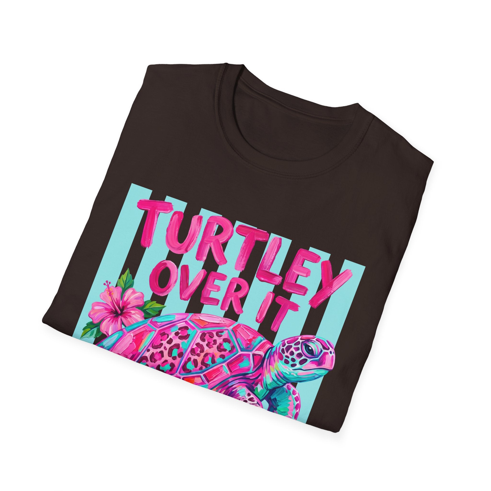 Turtley Over It T-Shirt — Tropical Pink Sea Turtle Graphic Tee