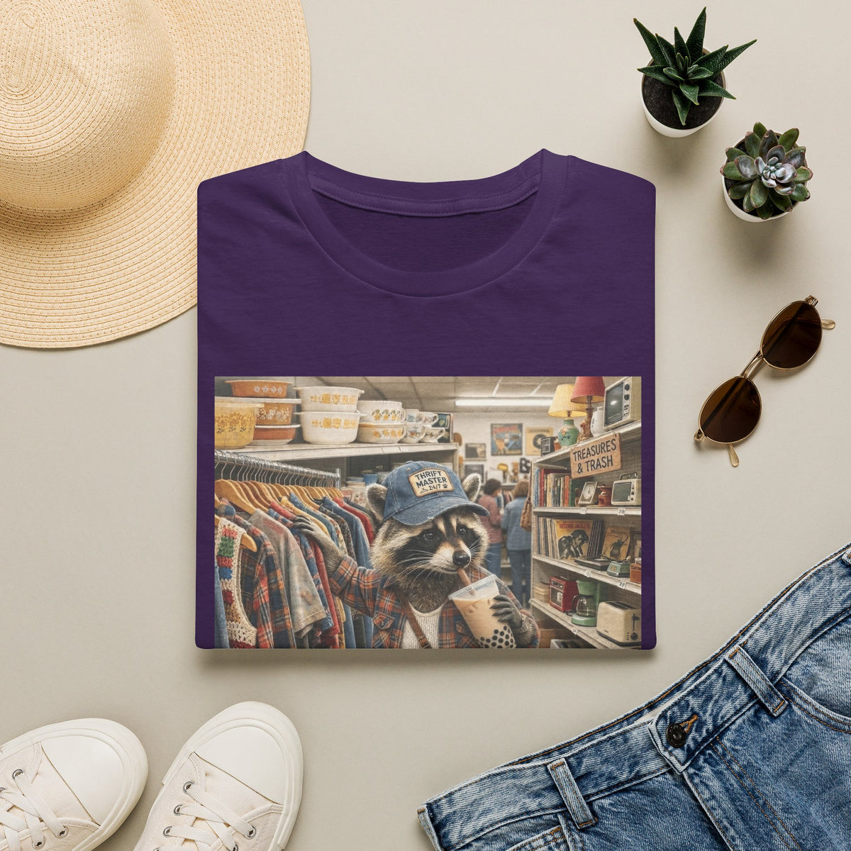 Thrifted Raccoon T-Shirt — "I'd Thrift That" Vintage Store Graphic Tee