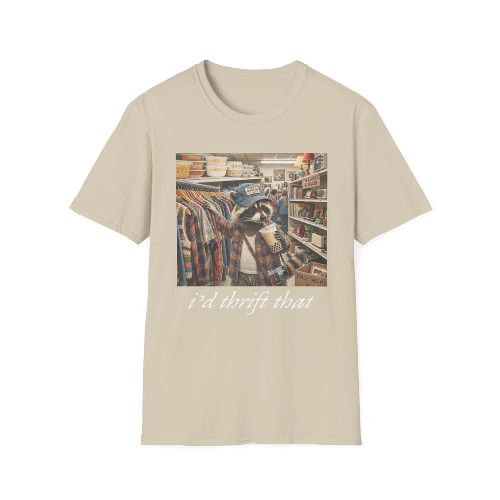 Thrifted Raccoon T-Shirt — "I'd Thrift That" Vintage Store Graphic Tee