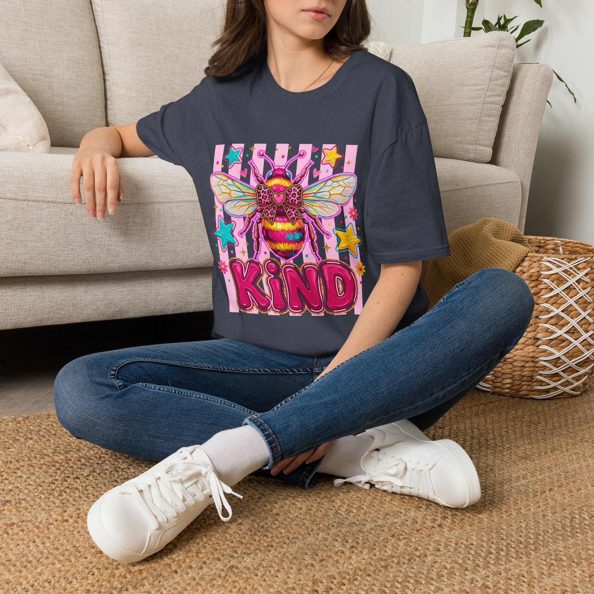 Kind Bee T-Shirt — Colorful Cute Bee Graphic Tee for Women & Teens