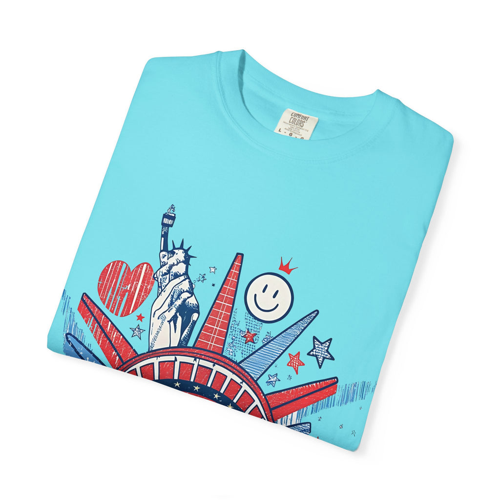 America Graphic T-Shirt — Patriotic Statue of Liberty 4th of July Tee